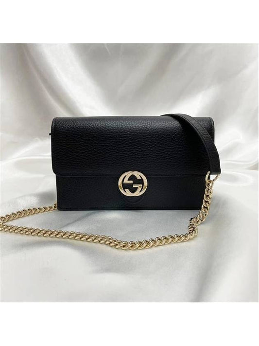 Interlocking GG chain mini shoulder crossbag black 615523 - GUCCI - BALAAN 1