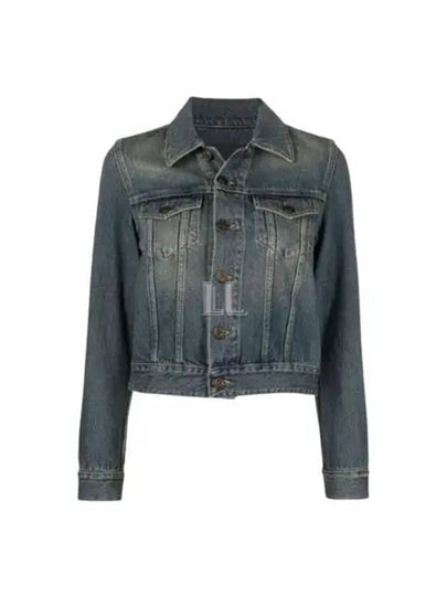 Vintage Washed Crop Denim Jacket Blue - SAINT LAURENT - BALAAN 2