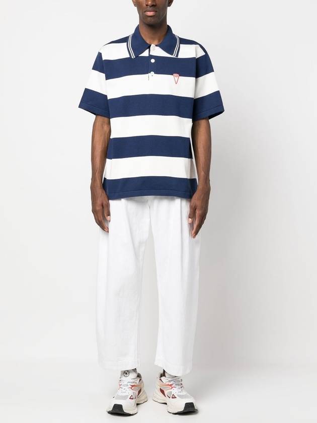 Men's Logo Graphic Striped Cotton Polo Shirt Navy - KENZO - BALAAN 3