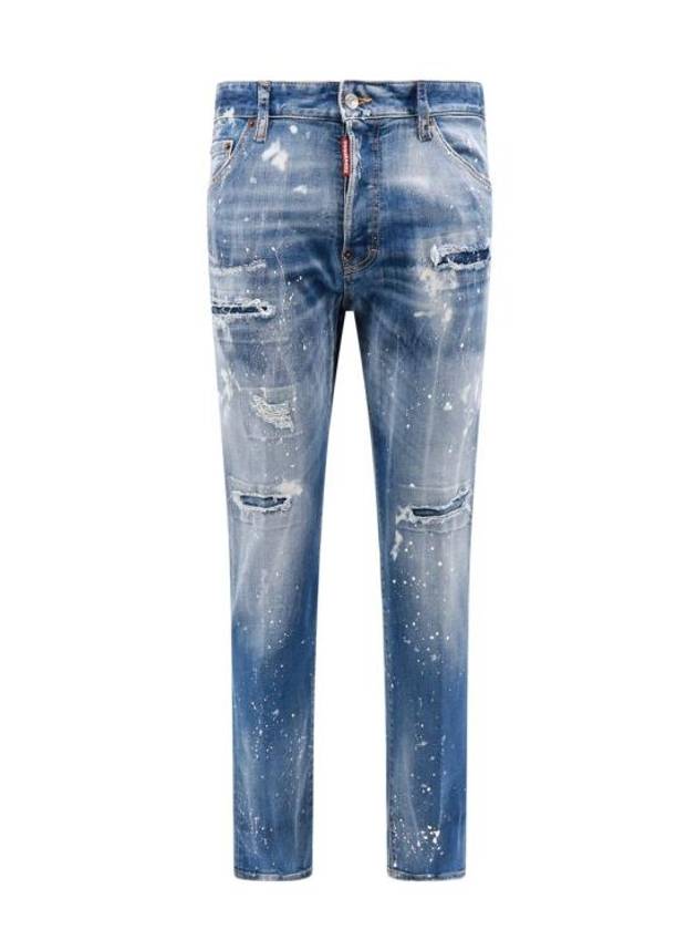 Paint Stretch Cotton Jeans Blue - DSQUARED2 - BALAAN 2