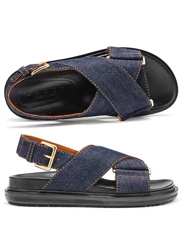 Fussbet Buckle Denim Sandals Navy - MARNI - BALAAN 3