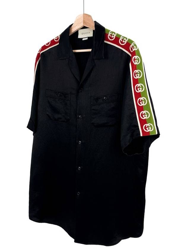 48 Gucci Men s Oversized Side Logo Acetate Short Sleeve Shirt - GUCCI - BALAAN 1