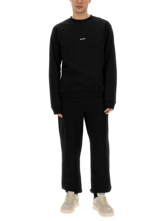 Logo Cotton Track Pants Black - MSGM - BALAAN 3