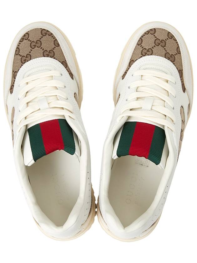 Men's Reweb Original GG Canvas Low Top Sneakers Beige White - GUCCI - BALAAN 3