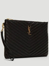 Gold Monogram Matelasse Clutch Bag Black - SAINT LAURENT - BALAAN 4