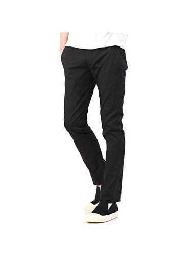 Slim Fit Cotton Straight Pants Black - RICK OWENS - BALAAN 1