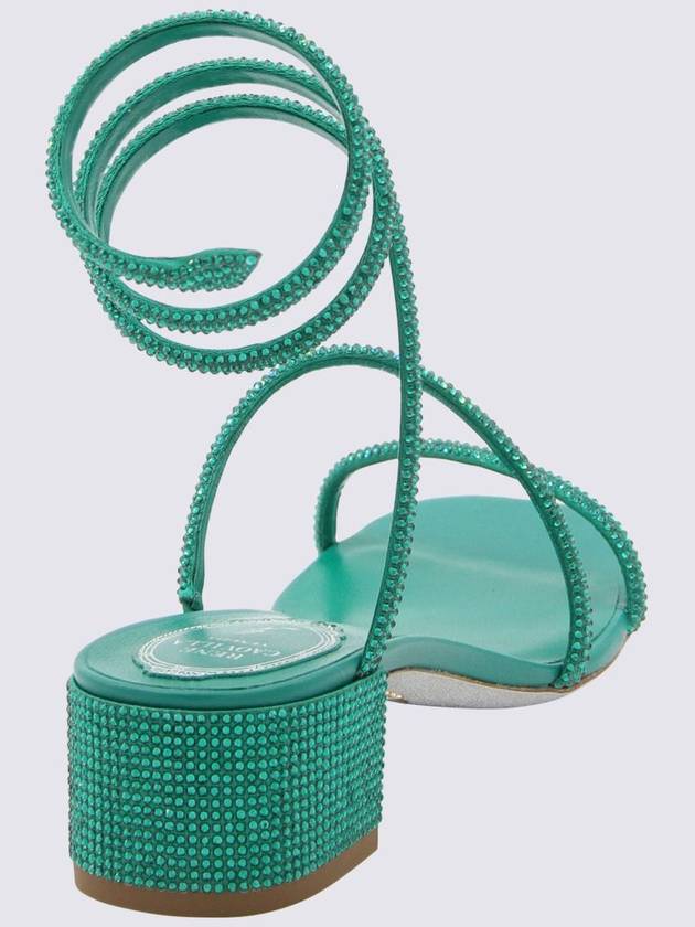 René Caovilla Green Leather Cleo Sandals - RENE CAOVILLA - BALAAN 2