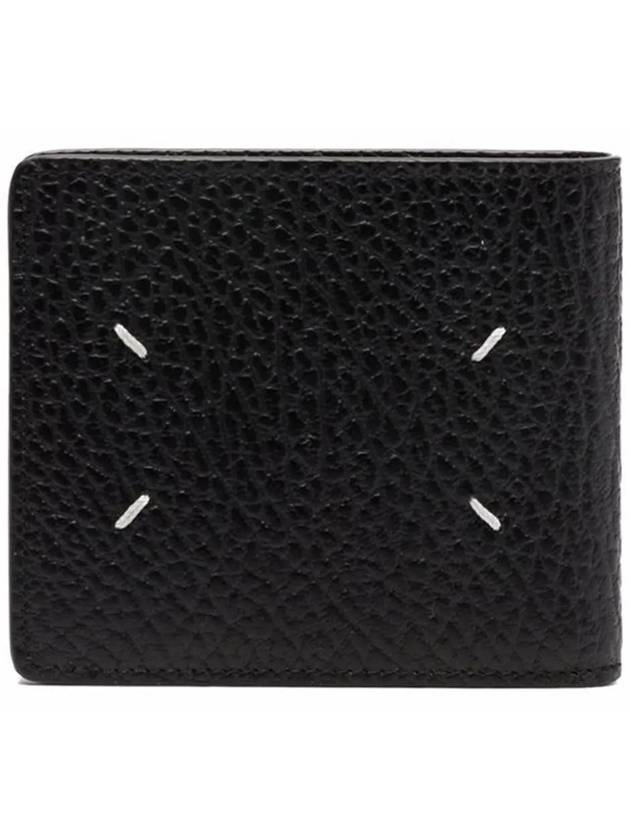 Stitched Leather Bifold Half Wallet Black - MAISON MARGIELA - BALAAN 2