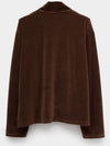 Shrunken Full Zip Polo Scoobie Stripe Velour Cardigan Brown - OUR LEGACY - BALAAN 3