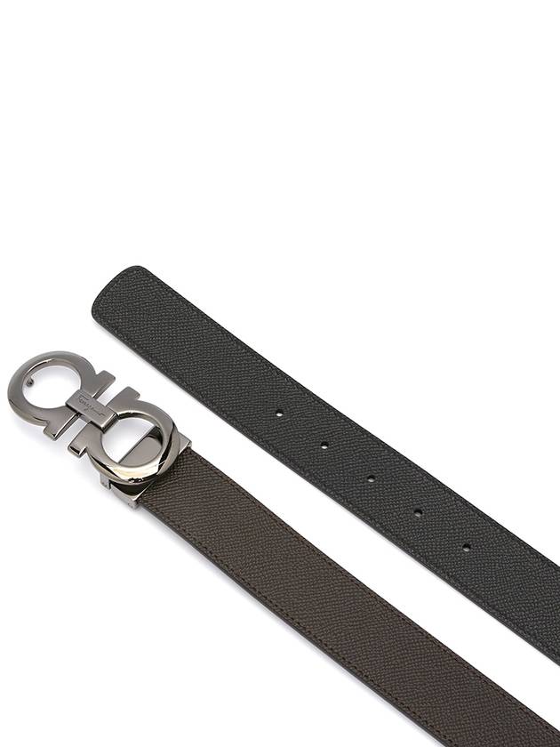 Gancini Reversible Adjustable Leather Belt Black - SALVATORE FERRAGAMO - BALAAN 5