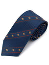 Silk Tie with Bee Web Midnight Blue Red - GUCCI - BALAAN.