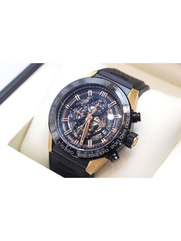 Carrera Heuer 01 Rose Gold Rubber Band Watch 45mm CAR2A5A - TAG HEUER - BALAAN 3