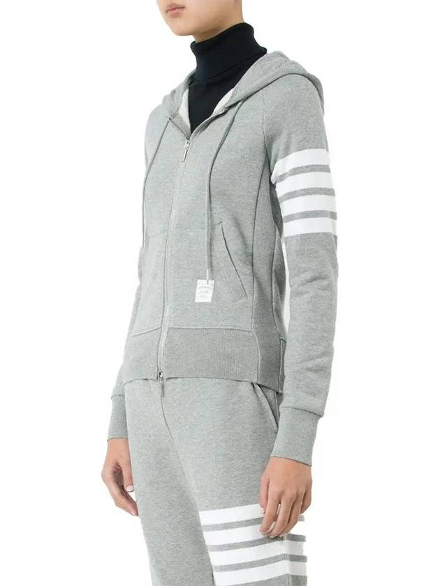 Engineered 4-Bar Stripe Loopback Jersey Knit Zip Up Hoodie Light Grey - THOM BROWNE - BALAAN 4