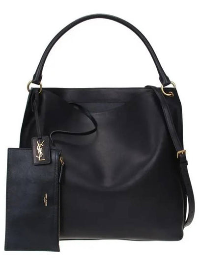 Tag Calfskin Hobo Shoulder Bag Black - SAINT LAURENT - BALAAN 2