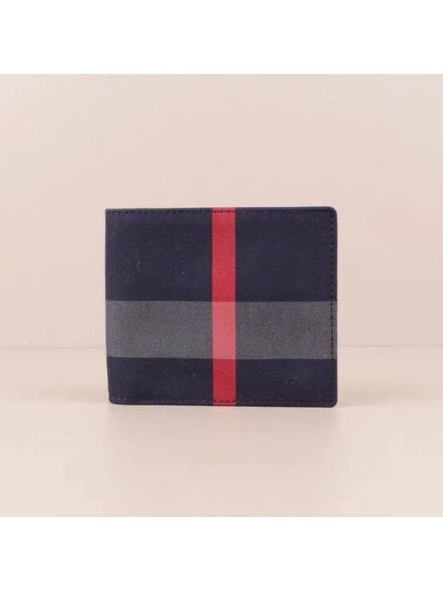 Check Half Wallet Navy - BURBERRY - BALAAN 2