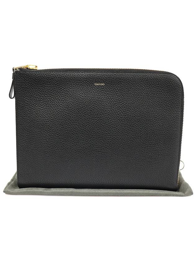 H0355P Black Soft Grain Leather Gold Zip Around Portfolio Berkley Clutch - TOM FORD - BALAAN 2