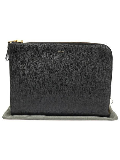 H0355P Black Soft Grain Leather Gold Zip Around Portfolio Berkeley Clutch - TOM FORD - BALAAN 2