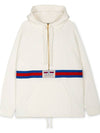 Web Detail Cotton Jersey Hoodie White - GUCCI - BALAAN 4