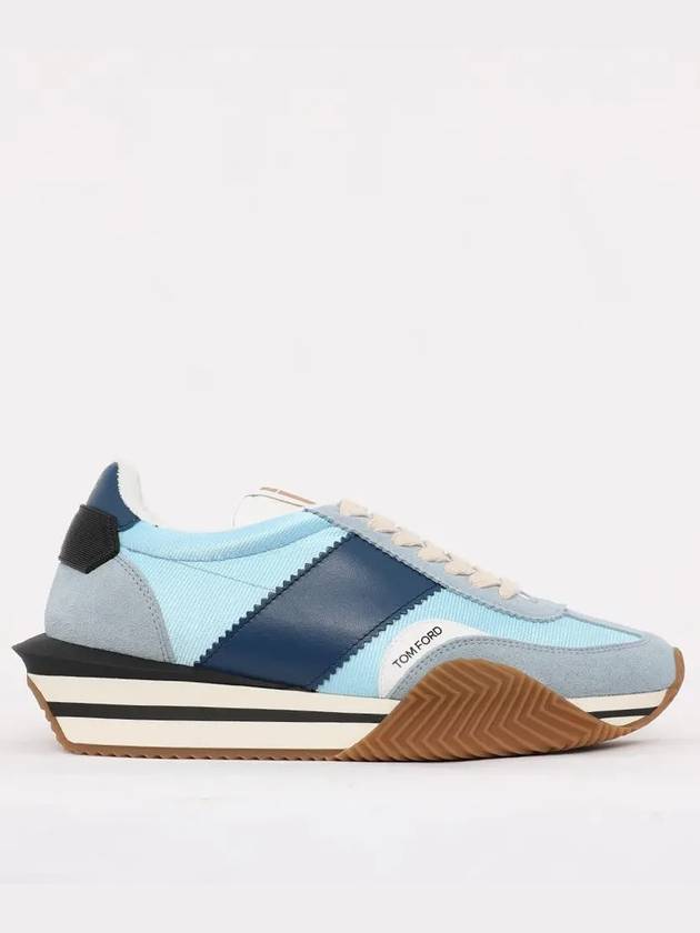 James Suede Lycra Low Top Sneakers Light Blue Cream - TOM FORD - BALAAN 2