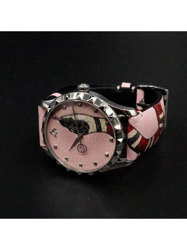 Women s Gucci YA1264083 38MM Pink Leather King Snake Watch gt Gangbuk used luxury goods - GUCCI - BALAAN 4