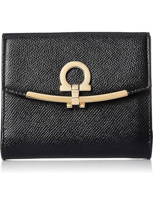 Gancini Leather Half Wallet Black - SALVATORE FERRAGAMO - BALAAN 2