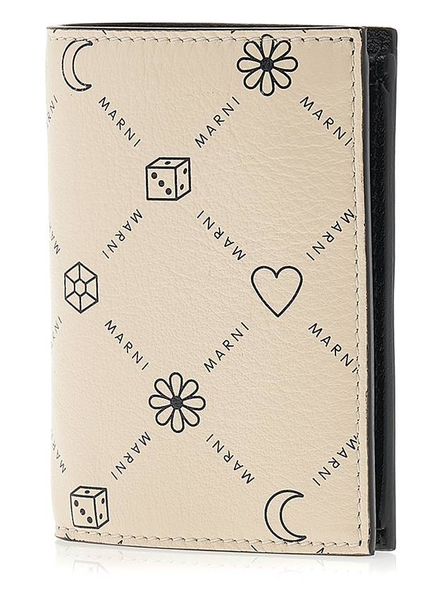 Graphic Logo Leather Half Wallet Ivory - MARNI - BALAAN 3