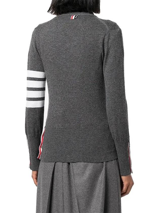 4-Bar V-Neck Cashmere Cardigan Grey - THOM BROWNE - BALAAN 4