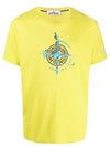 Marble One Logo Print Short Sleeve T-Shirt Yellow - STONE ISLAND - BALAAN 2