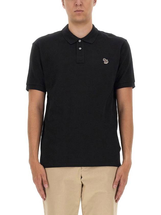 Regular Fit Zebra Logo Short Sleeve Polo Shirt Black - PAUL SMITH - BALAAN 2