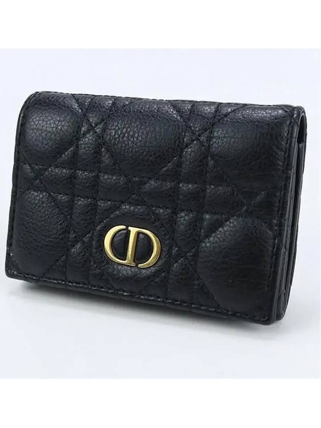 Caro XS Supple Cannage Calfskin Card Wallet Black - DIOR - BALAAN 3