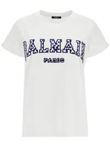 Paris Gingham Short Sleeve T-Shirt White - BALMAIN - BALAAN 1