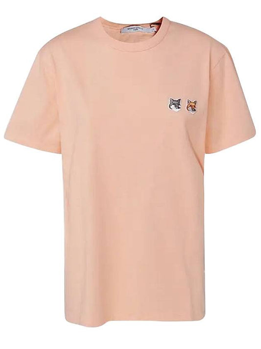 Double Fox Head Patch Classic T-Shirt Orange - MAISON KITSUNE - BALAAN 1