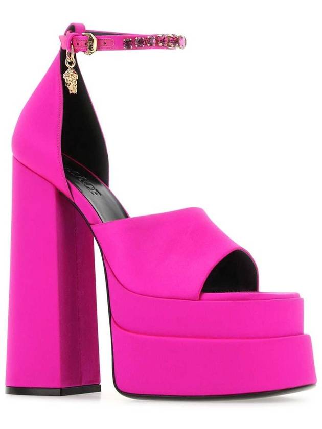 Aevitas Medusa Charm Satin Platform Sandals Fuchsia - VERSACE - BALAAN 8