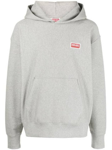 Paris Logo Oversized Hoodie Pearl Grey - KENZO - BALAAN 1