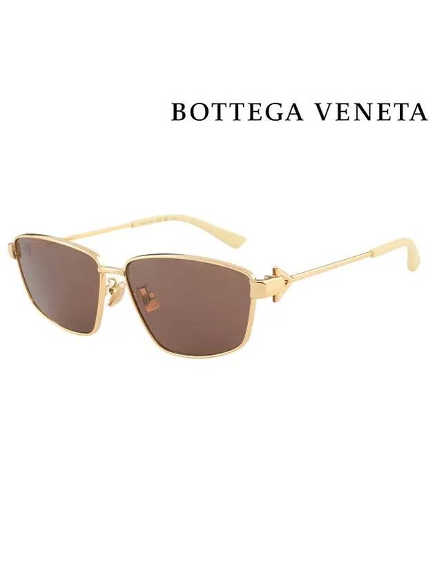 Eyewear Metal Square Frame Sunglasses Gold Brown - BOTTEGA VENETA - BALAAN 3