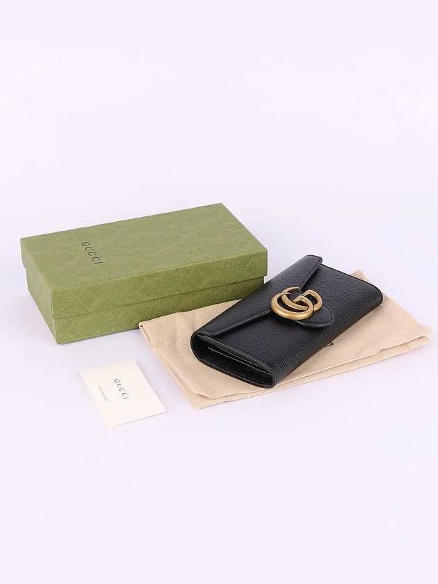 GG Logo Marmont Flap Long Wallet Black - GUCCI - BALAAN 7