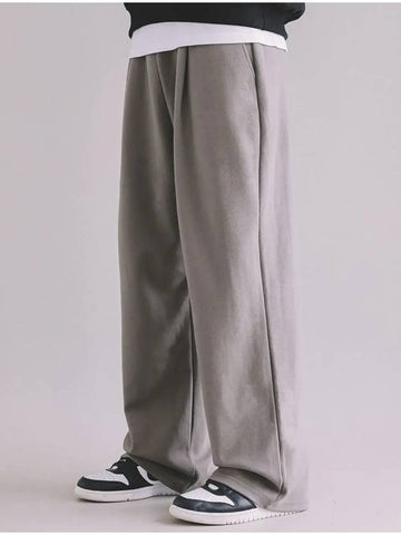 One tuck banding wide sweat pants Charcoal gray - MACASITE - BALAAN 1