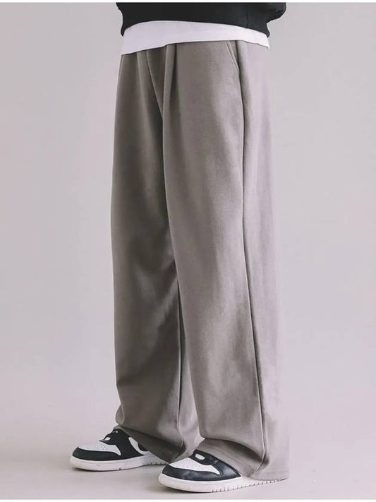 One Tuck Banding Sweat Wide Pants Charcoal Grey - MACASITE - BALAAN 1