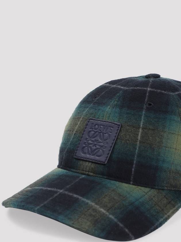 Patch Tartan Wool Ball Cap Black Green - LOEWE - BALAAN 4