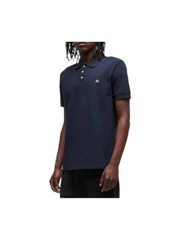 Men's Logo Patch Short Sleeve Polo Shirt Navy - MOOSE KNUCKLES - BALAAN 2