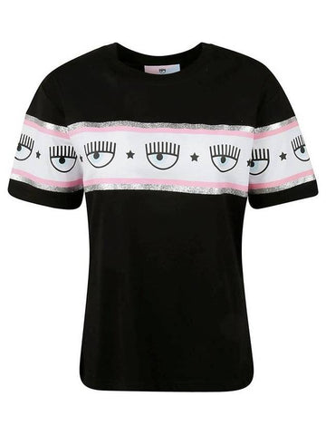 Eye Logo Cotton Short Sleeve T-Shirt Black - CHIARA FERRAGNI - BALAAN 1