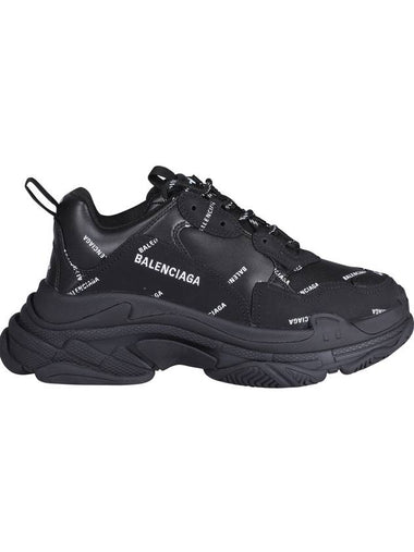 Allover Logo Triple S Low Top Sneakers Black - BALENCIAGA - BALAAN 1