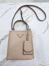 Pannier Small Saffiano Leather Bucket Bag Powder Pink 1BA217 - PRADA - BALAAN 7