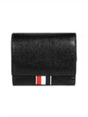 RWB Stripe Pebble Leather Tri-fold Half Wallet Black - THOM BROWNE - BALAAN 2