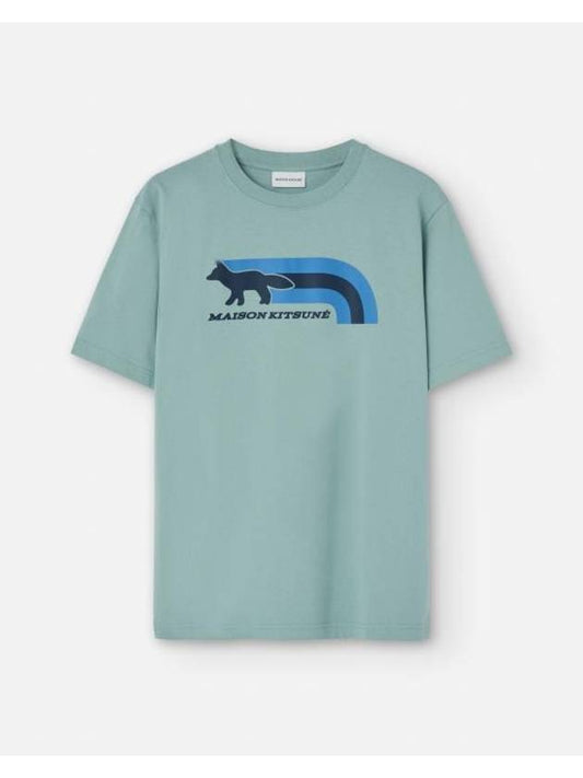 Men's Flash Fox Comfort Short Sleeve T-Shirt Blue - MAISON KITSUNE - BALAAN 1