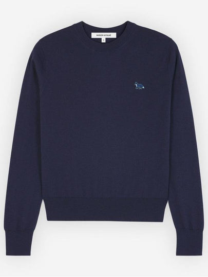 Women's Baby Fox Patch Regular Knit Top Deep Navy - MAISON KITSUNE - BALAAN 2