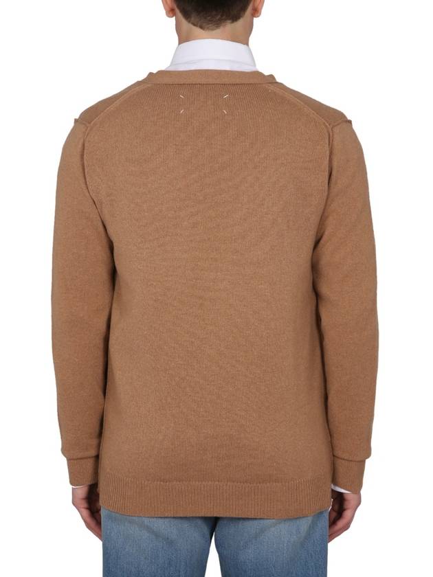 Cashmere Back Stitch Cardigan Beige - MAISON MARGIELA - BALAAN 3