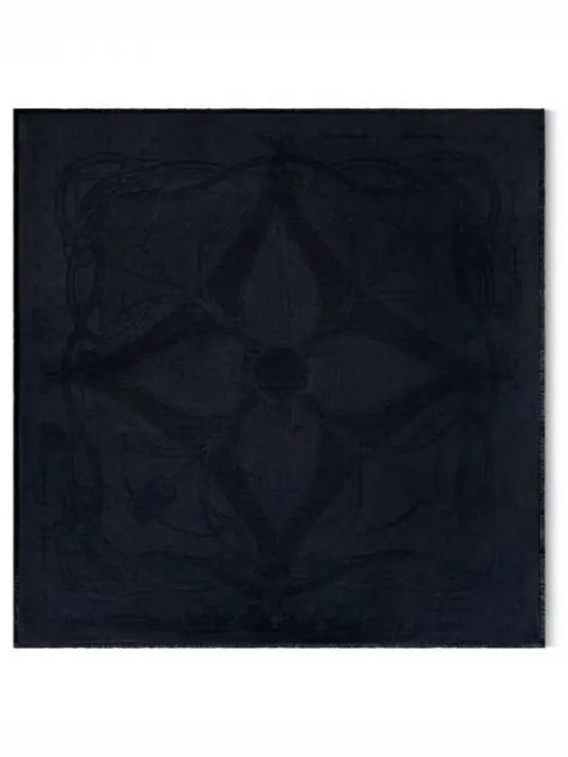 Flower And Strap Shawl Midnight Blue - LOUIS VUITTON - BALAAN 1