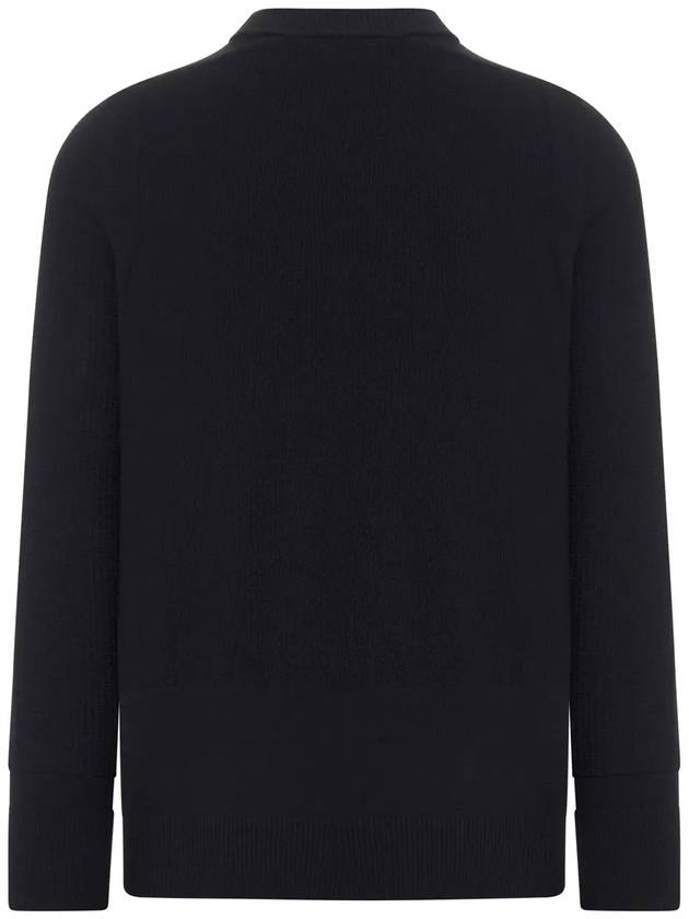 Logo Crew Neck Wool Blend Knit Top Black - STONE ISLAND - BALAAN 3