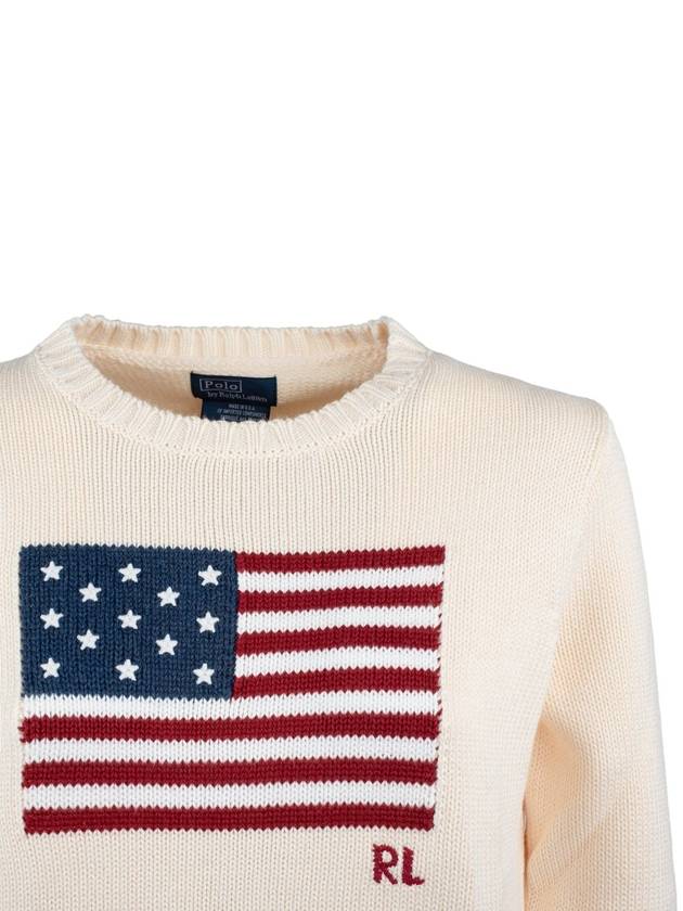 Ralph Lauren Cream Cotton Sweater With Flag - RALPH LAUREN - BALAAN 3